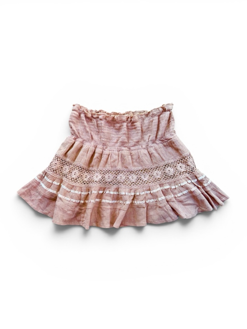 VINTAGE Y2K Embroidered Ruffled Mini Skirt in Dusty Rose